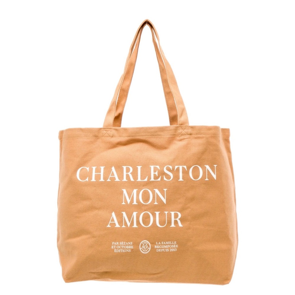 Sezane Charleston Mon Amour Canvas Tote Bag‎ Beige